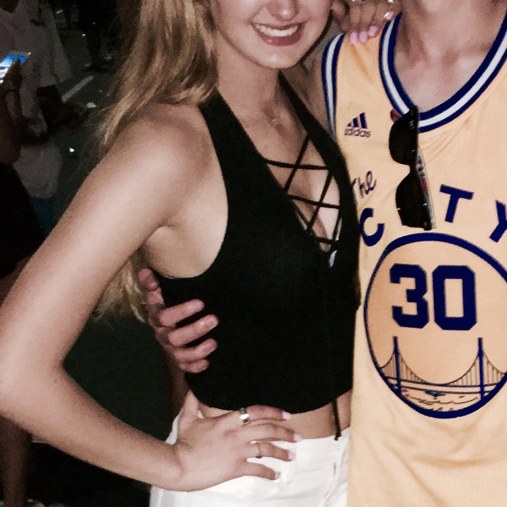 Black Urban Outfitters Cross Up Crop Top